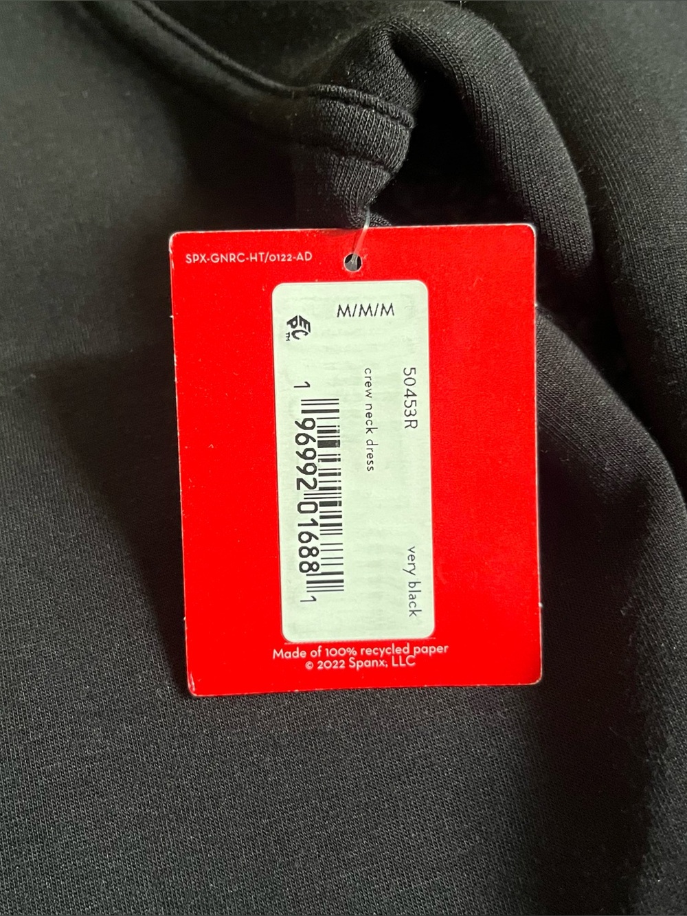 SPANX Air Essentials Crewneck Long Sleeve Dress Black Comfy Sporty Pockets $148 - Picture 3 of 8